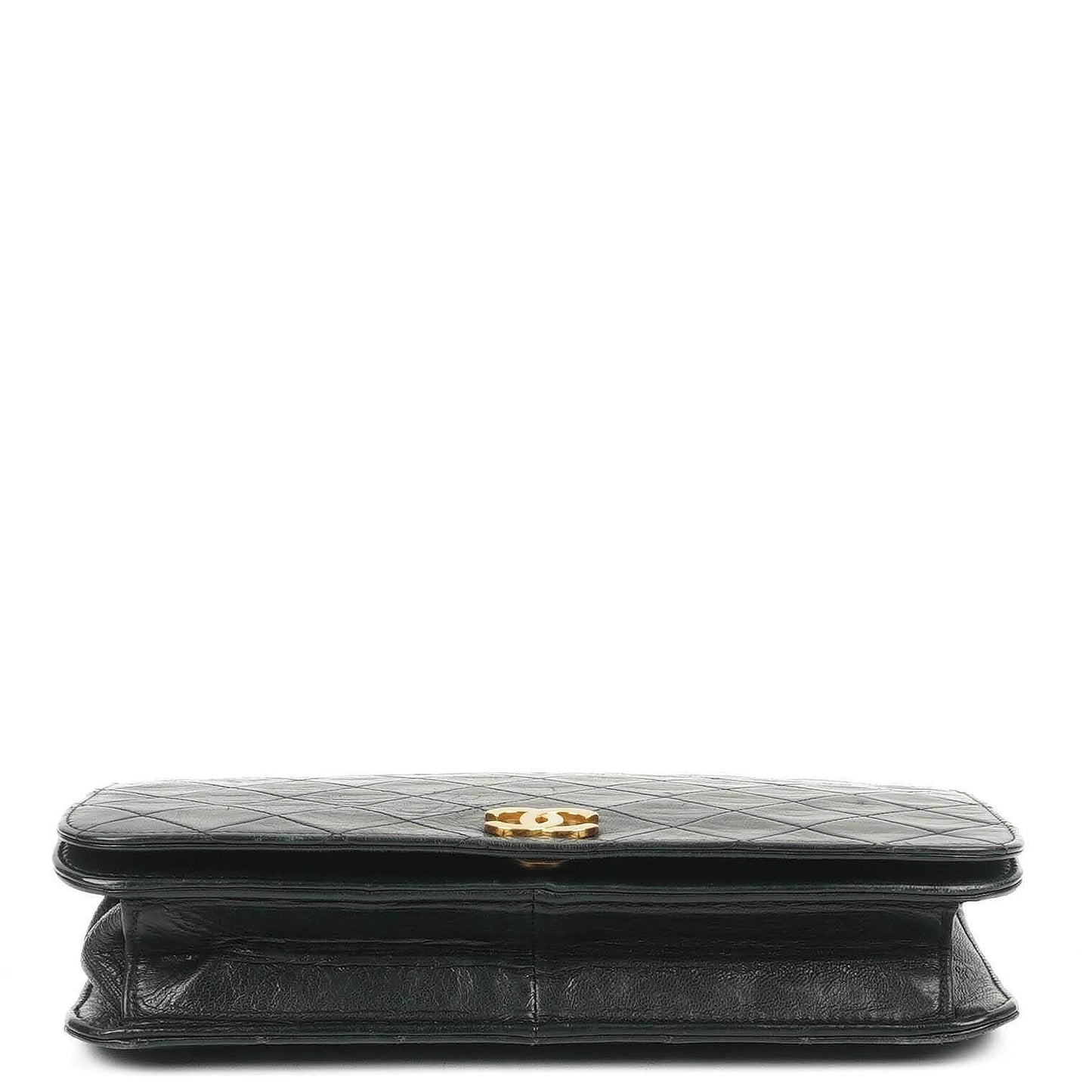 Chanel Classic Full Flap Tasche aus schwarzem gestepptem Lammleder mit 24K vergoldeten Beschlägen