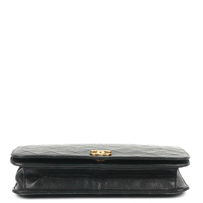 Chanel Classic Full Flap Tasche aus schwarzem gestepptem Lammleder mit 24K vergoldeten Beschlägen