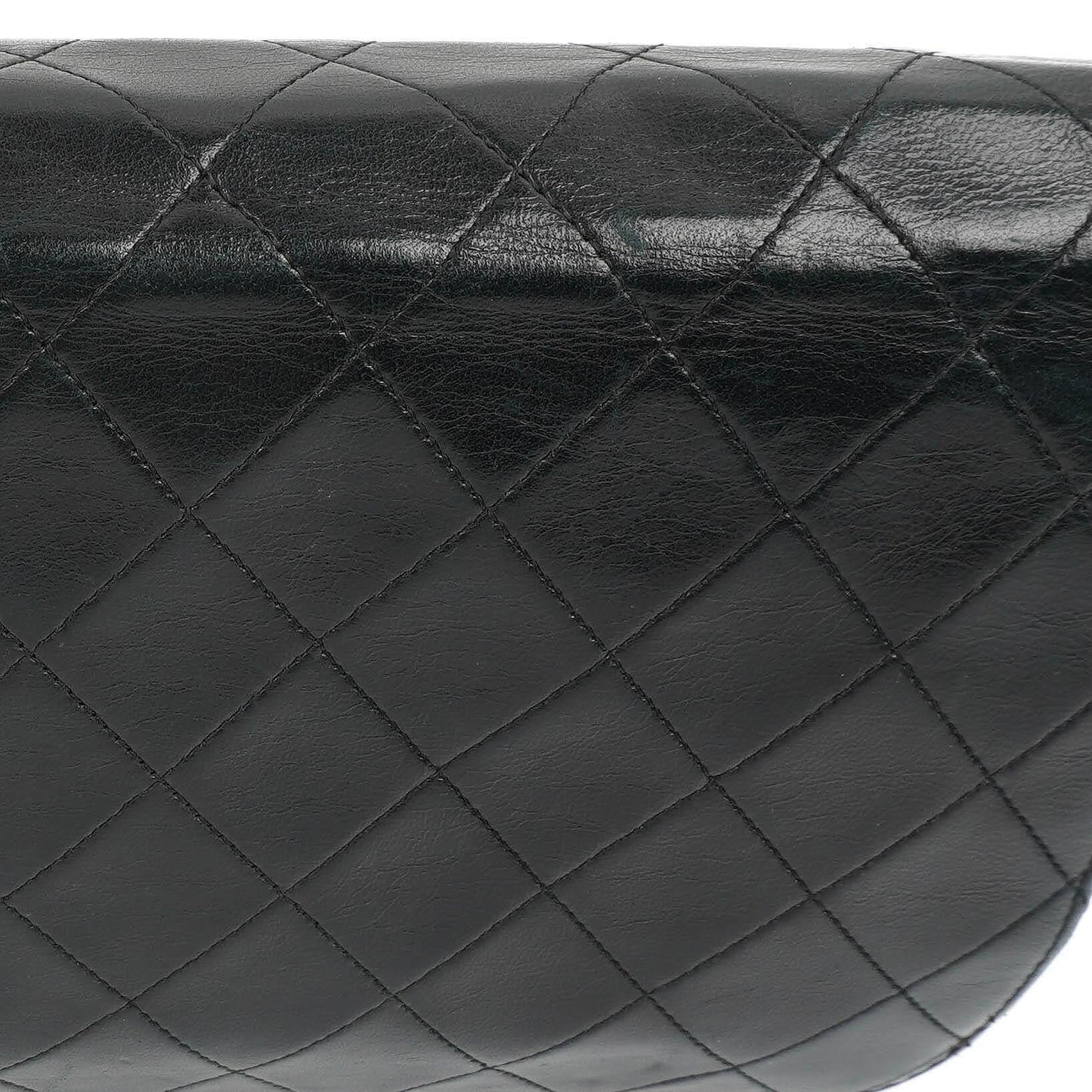 Chanel Classic Full Flap Tasche aus schwarzem gestepptem Lammleder mit 24K vergoldeten Beschlägen