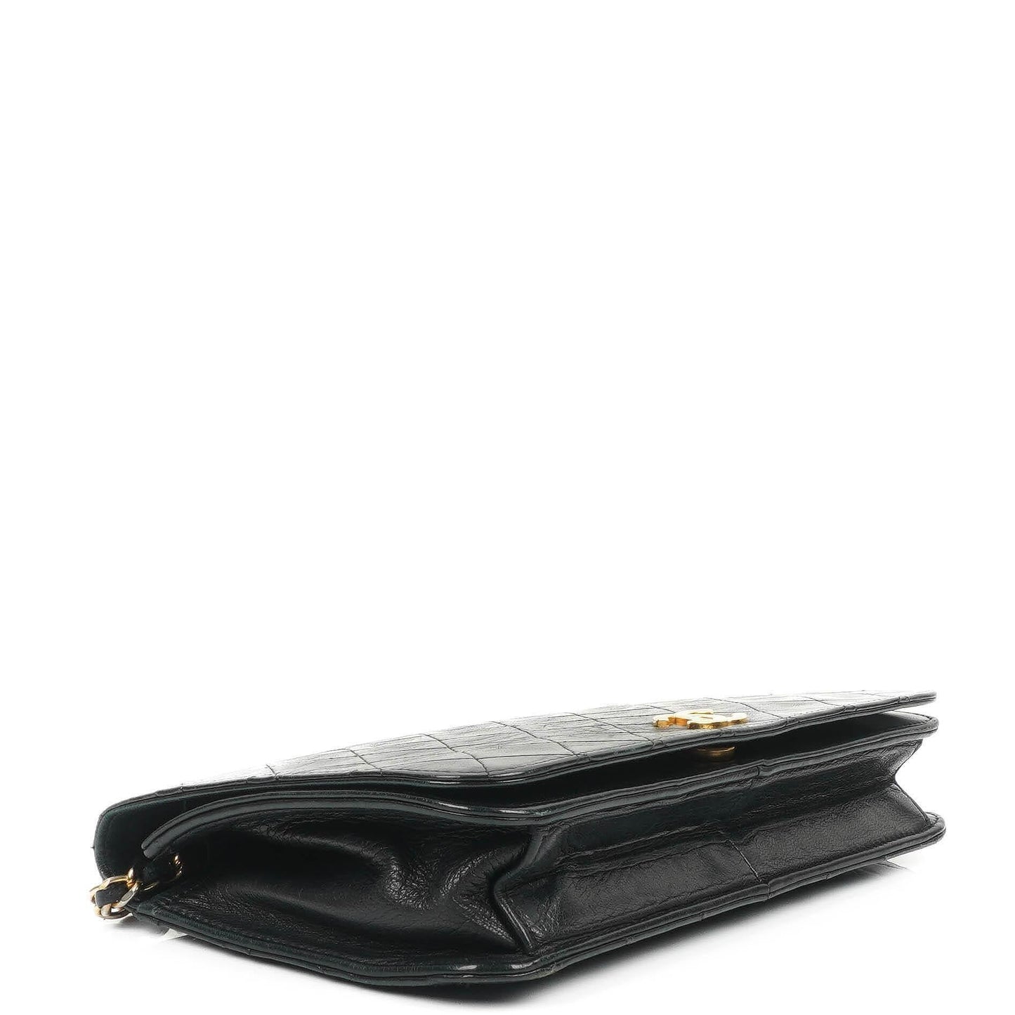 Chanel Classic Full Flap Tasche aus schwarzem gestepptem Lammleder mit 24K vergoldeten Beschlägen