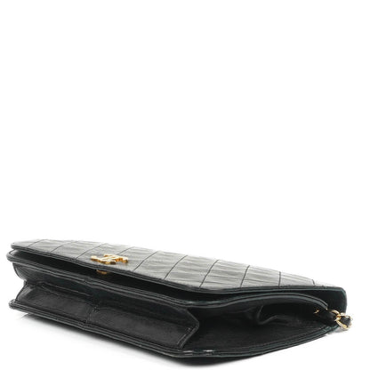Chanel Classic Full Flap Tasche aus schwarzem gestepptem Lammleder mit 24K vergoldeten Beschlägen