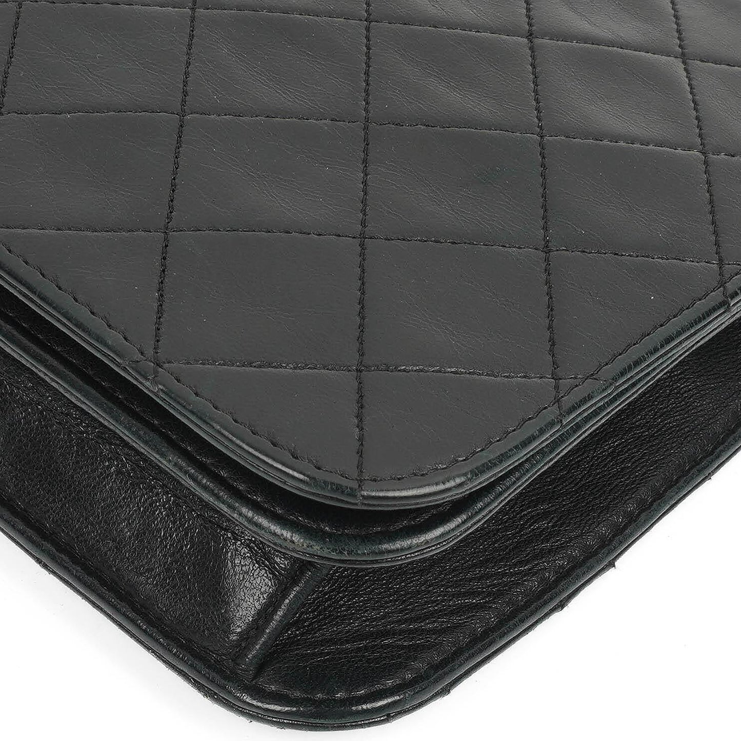 Chanel Classic Full Flap Tasche aus schwarzem gestepptem Lammleder mit 24K vergoldeten Beschlägen