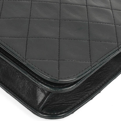 Chanel Classic Full Flap Tasche aus schwarzem gestepptem Lammleder mit 24K vergoldeten Beschlägen