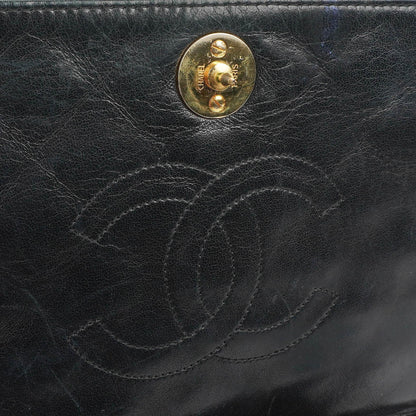 Chanel Classic Full Flap Tasche aus schwarzem gestepptem Lammleder mit 24K vergoldeten Beschlägen