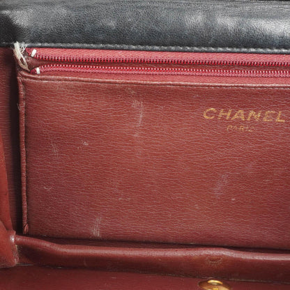 Chanel Classic Full Flap Tasche aus schwarzem gestepptem Lammleder mit 24K vergoldeten Beschlägen