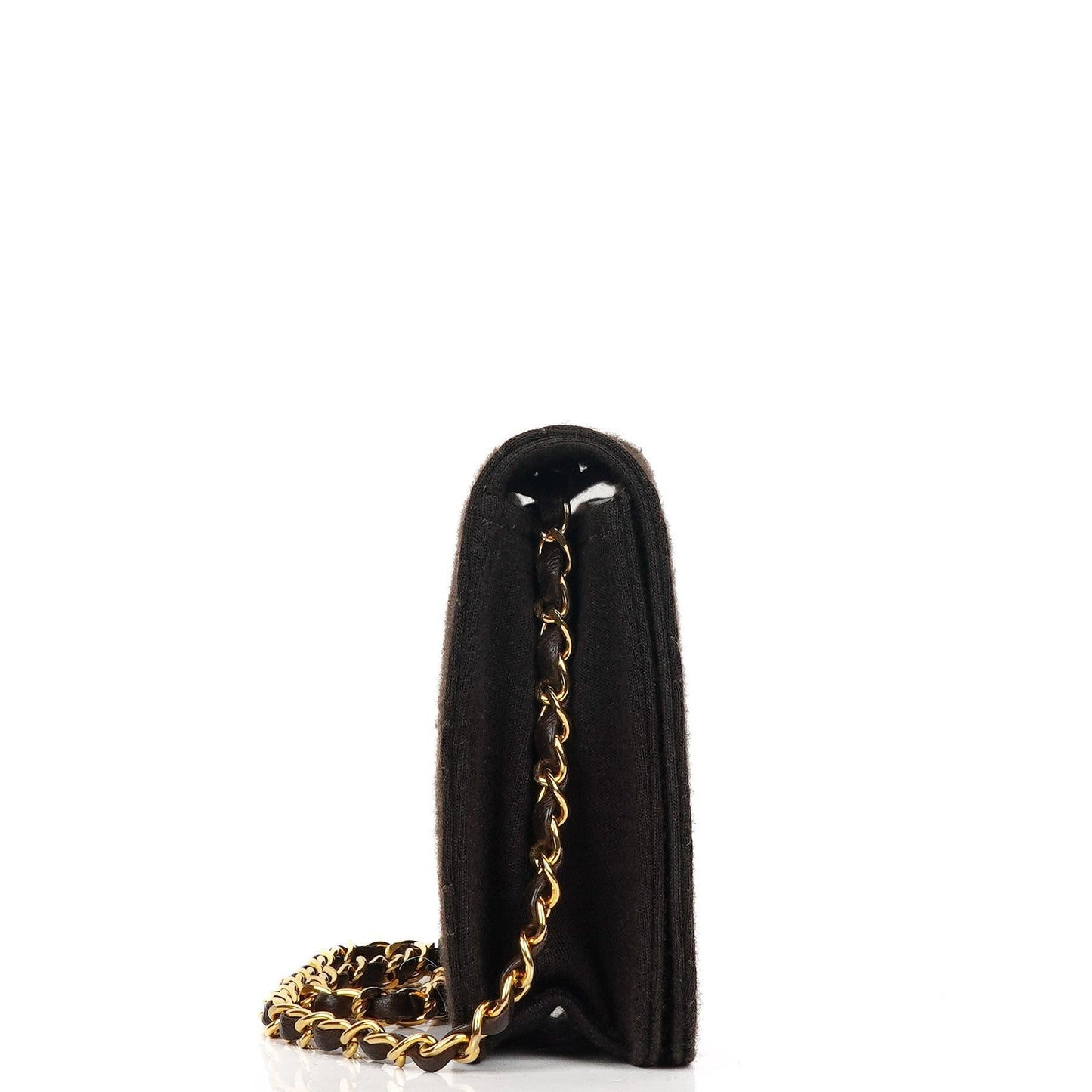 Chanel Classic Braune gesteppte Jersey Full Flap Tasche mit 24K Goldplattierten Beschlägen