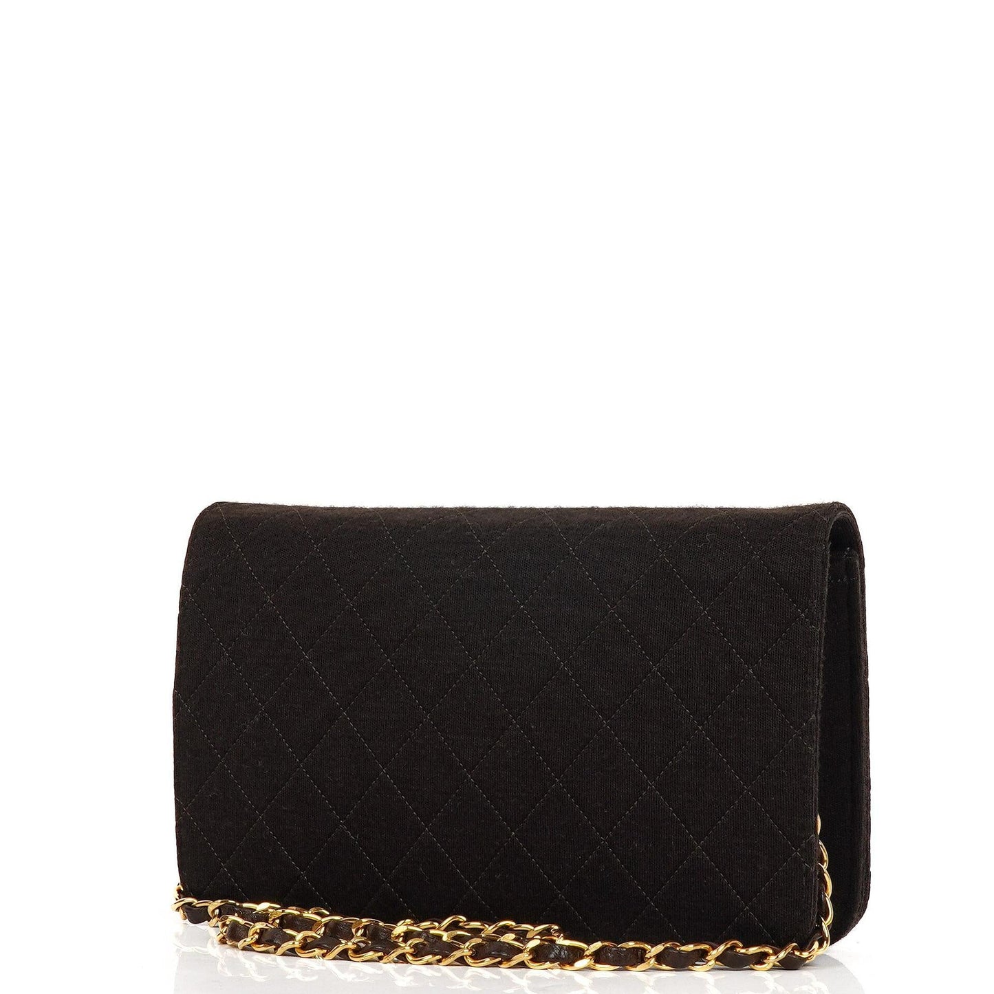Chanel Classic Braune gesteppte Jersey Full Flap Tasche mit 24K Goldplattierten Beschlägen