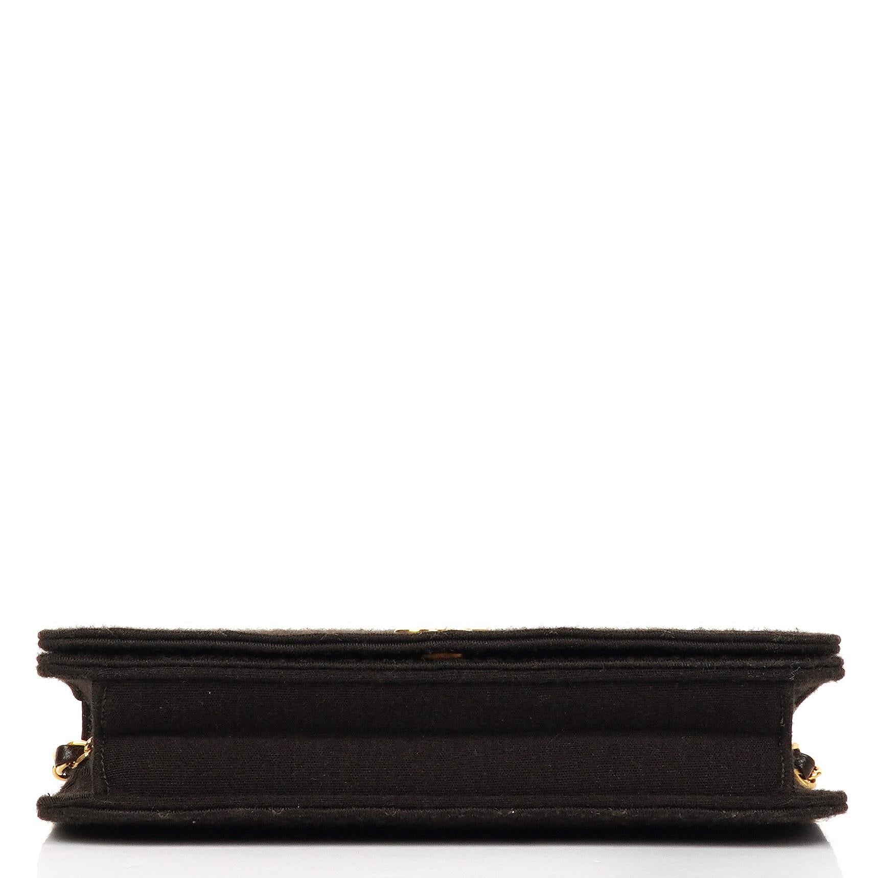 Chanel Classic Braune gesteppte Jersey Full Flap Tasche mit 24K Goldplattierten Beschlägen