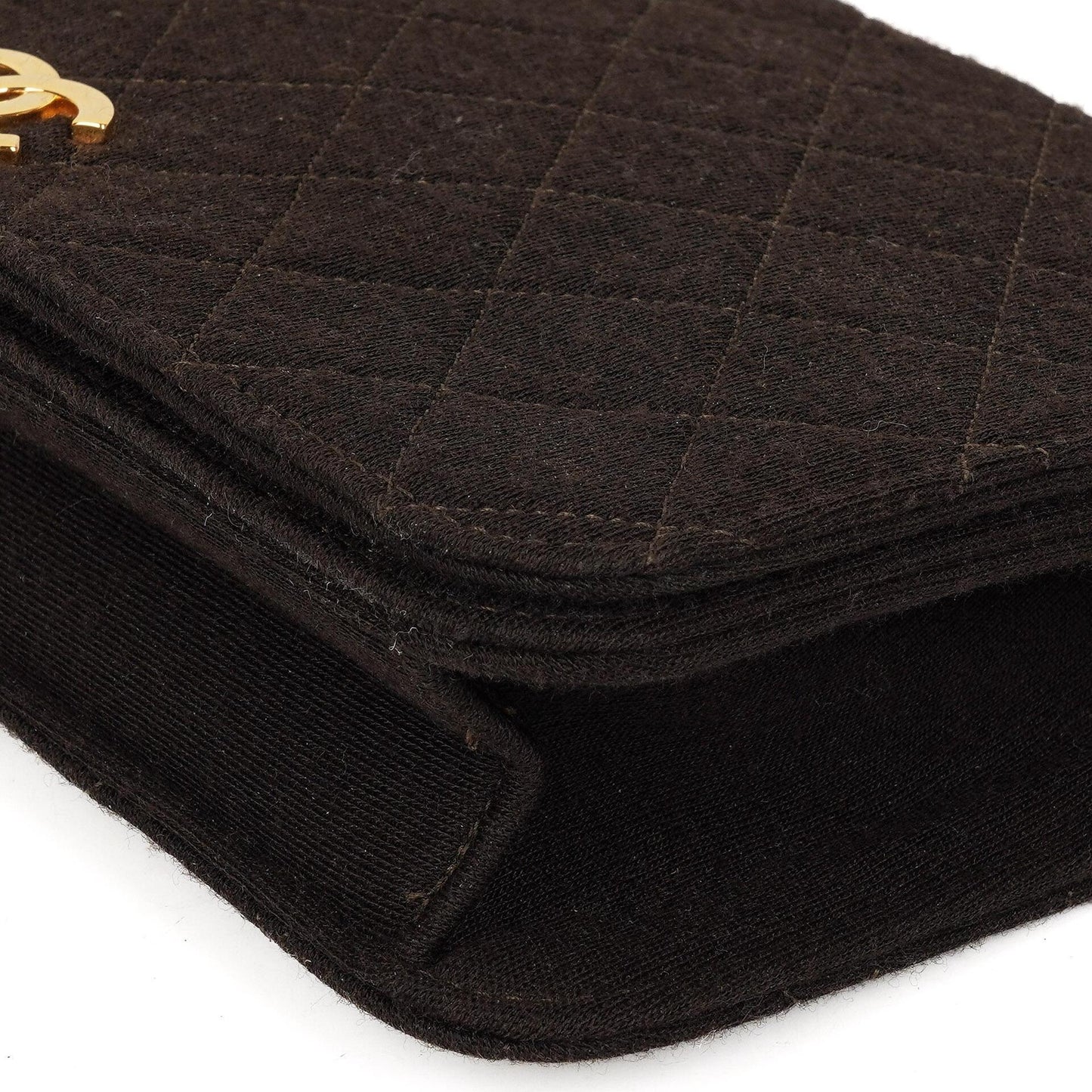 Chanel Classic Braune gesteppte Jersey Full Flap Tasche mit 24K Goldplattierten Beschlägen
