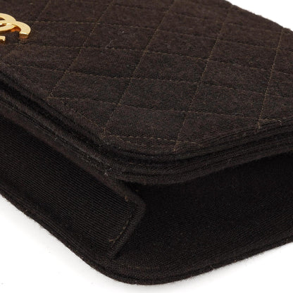 Chanel Classic Braune gesteppte Jersey Full Flap Tasche mit 24K Goldplattierten Beschlägen