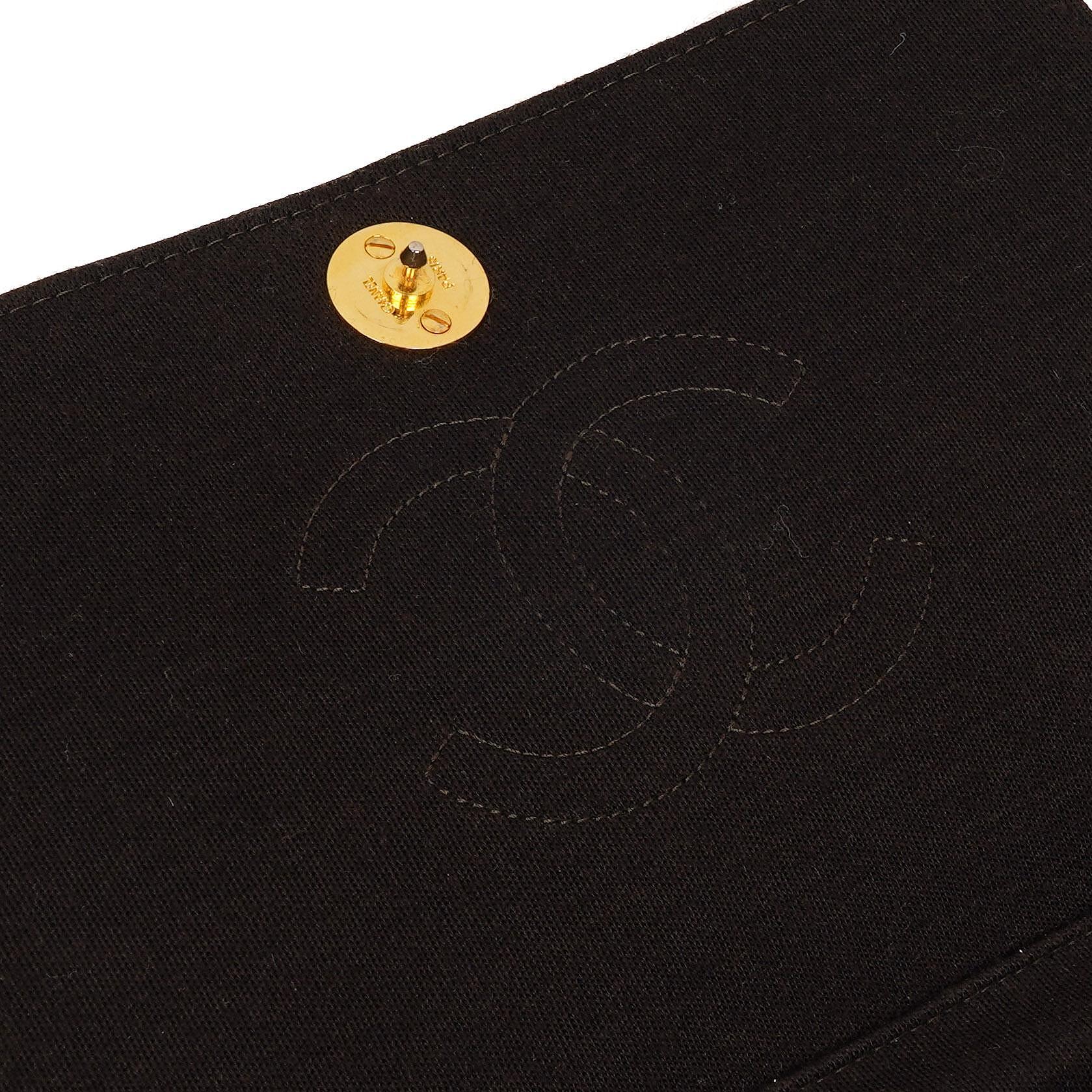 Chanel Classic Braune gesteppte Jersey Full Flap Tasche mit 24K Goldplattierten Beschlägen