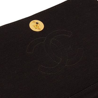 Chanel Classic Braune gesteppte Jersey Full Flap Tasche mit 24K Goldplattierten Beschlägen