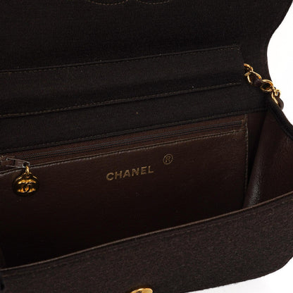 Chanel Classic Braune gesteppte Jersey Full Flap Tasche mit 24K Goldplattierten Beschlägen
