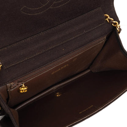 Chanel Classic Braune gesteppte Jersey Full Flap Tasche mit 24K Goldplattierten Beschlägen
