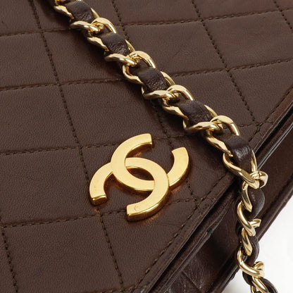 Chanel Classic Full Flap Bag Braun Gequiltetes Lammleder mit 24K Gold Hardware