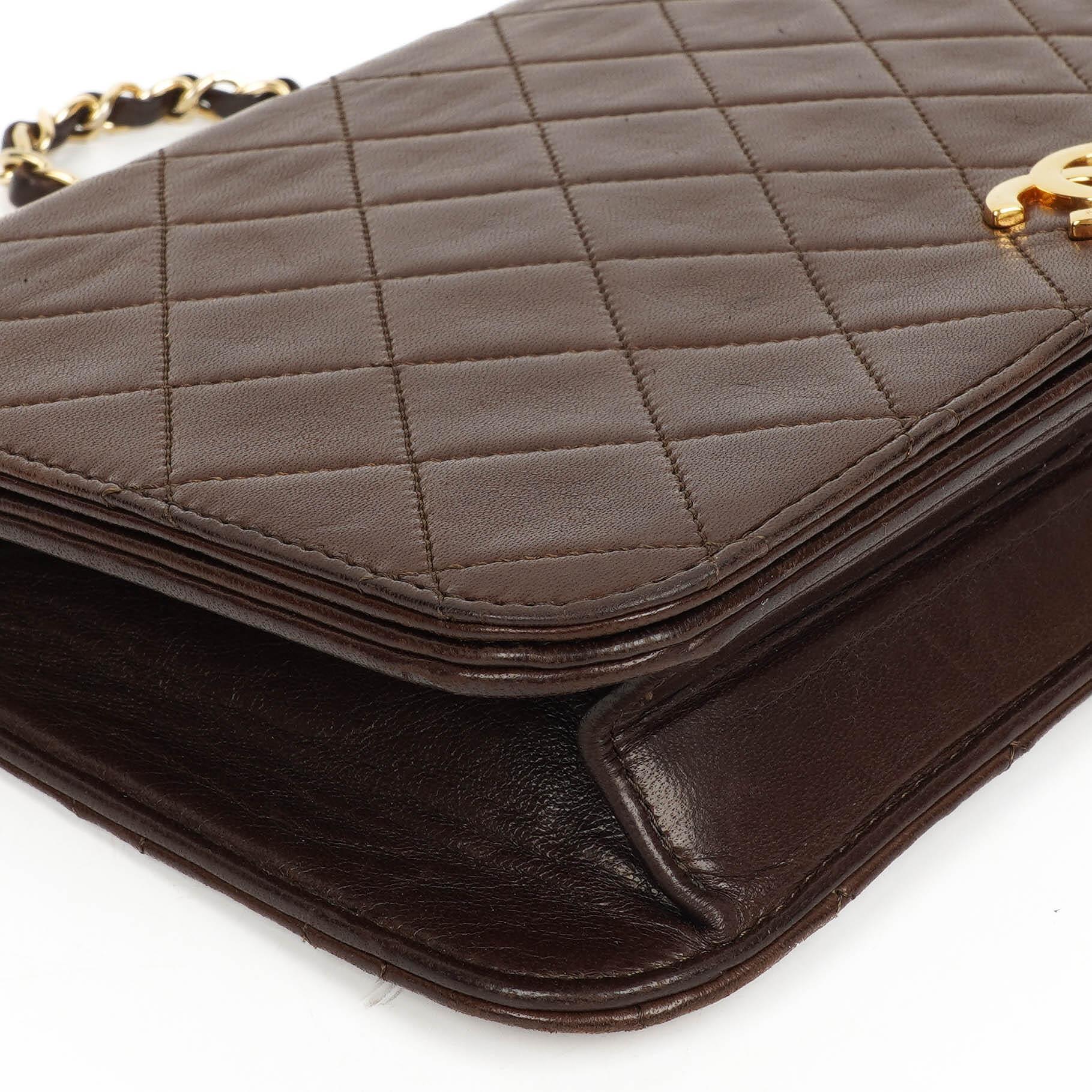 Chanel Classic Full Flap Bag Braun Gequiltetes Lammleder mit 24K Gold Hardware