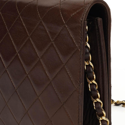 Chanel Classic Full Flap Bag Braun Gequiltetes Lammleder mit 24K Gold Hardware