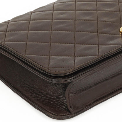 Chanel Classic Braune gesteppte Lammleder Full Flap Tasche mit Goldfarbenen Beschlägen