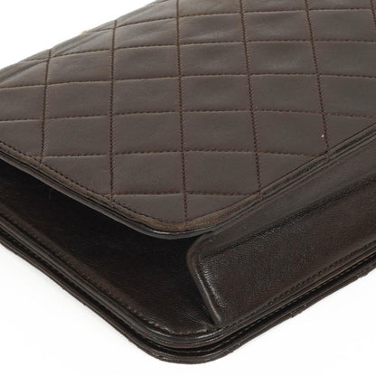 Chanel Classic Braune gesteppte Lammleder Full Flap Tasche mit Goldfarbenen Beschlägen