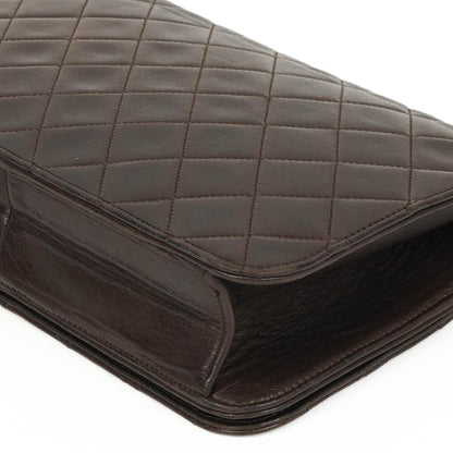 Chanel Classic Braune gesteppte Lammleder Full Flap Tasche mit Goldfarbenen Beschlägen