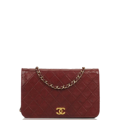 Chanel Classic Full Flap Bag, Burgunder gestepptes Lammleder, 24K Goldplattierte Hardware
