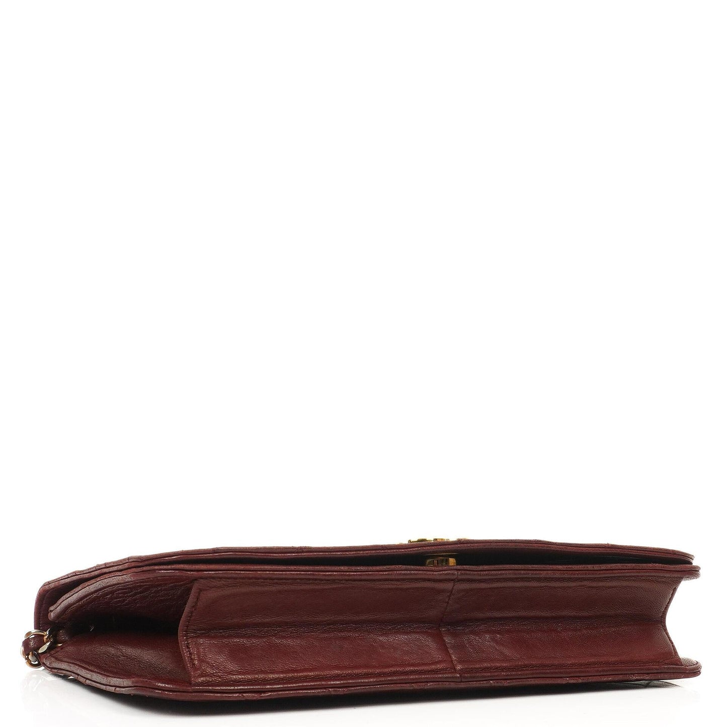 Chanel Classic Full Flap Bag, Burgunder gestepptes Lammleder, 24K Goldplattierte Hardware