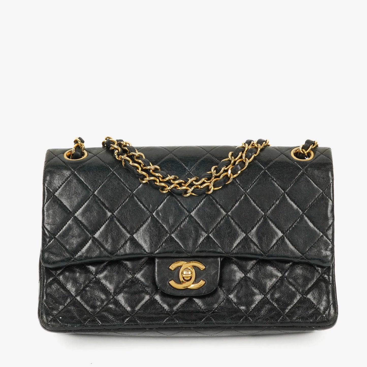 Chanel Classic Double Flap Tasche aus gestepptem Lammleder mit 24K vergoldeten Beschlägen
