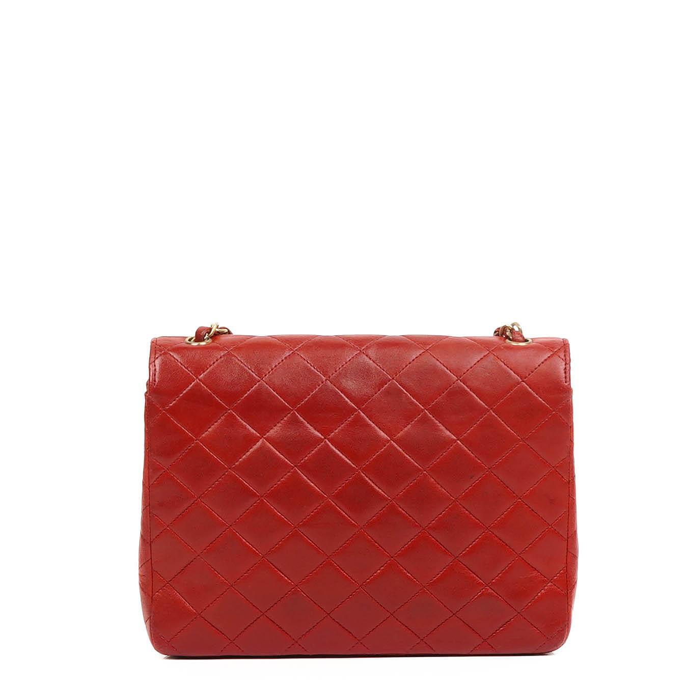 Chanel Classic Envelope Flap Bag Gequiltetes Lammleder Rot mit 24K Vergoldeter Hardware