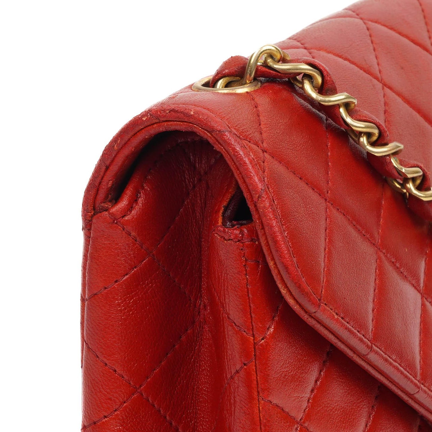 Chanel Classic Envelope Flap Bag Gequiltetes Lammleder Rot mit 24K Vergoldeter Hardware