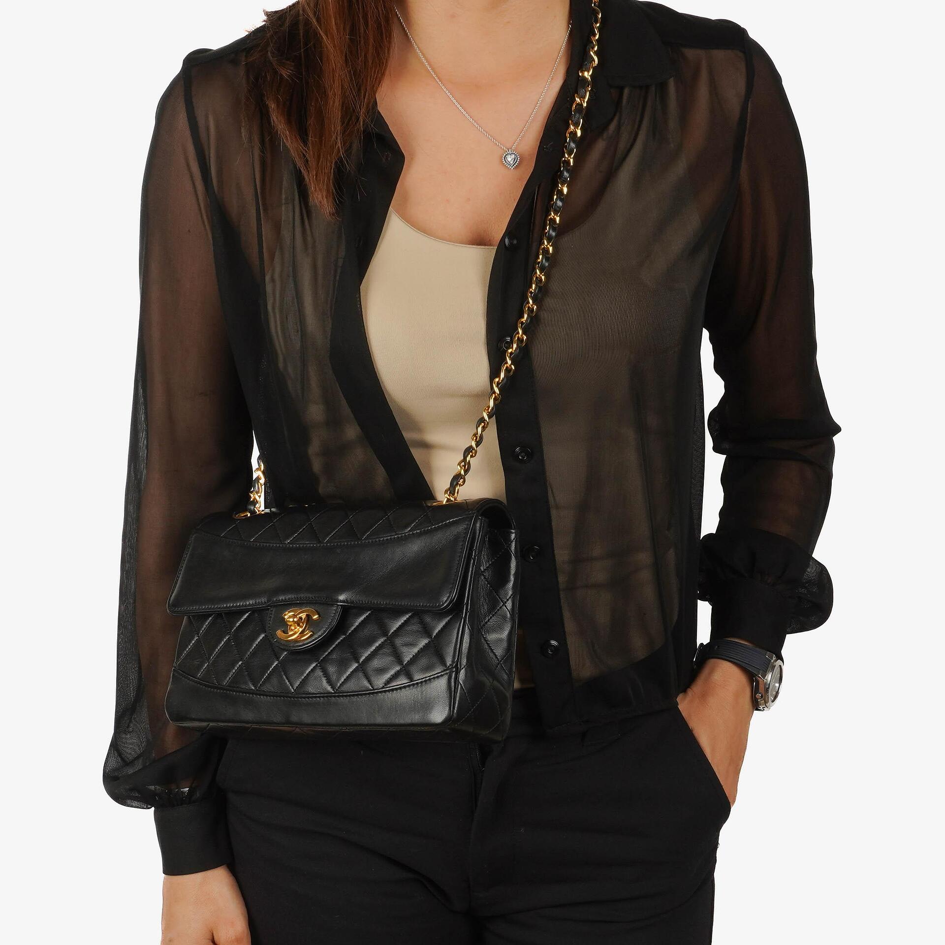 Chanel Classic Flap Bag aus Lammleder mit 24k goldplattierter Hardware