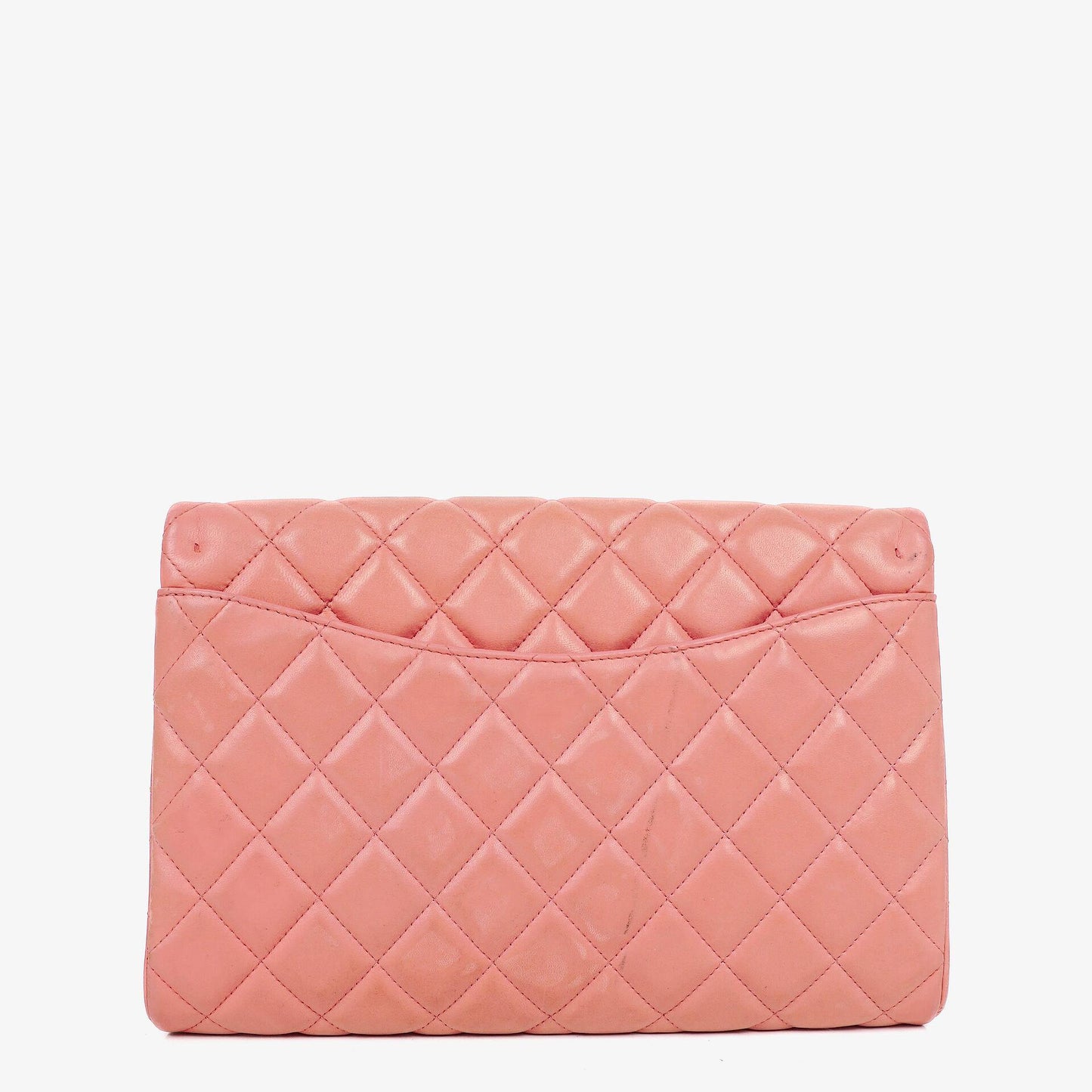 Chanel Classic Flap Clutch mit Kette aus gestepptem Leder und silberfarbener Hardware