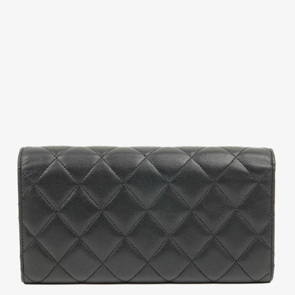 Chanel Classic Flap Geldbörse Schwarz Lammleder Steppung