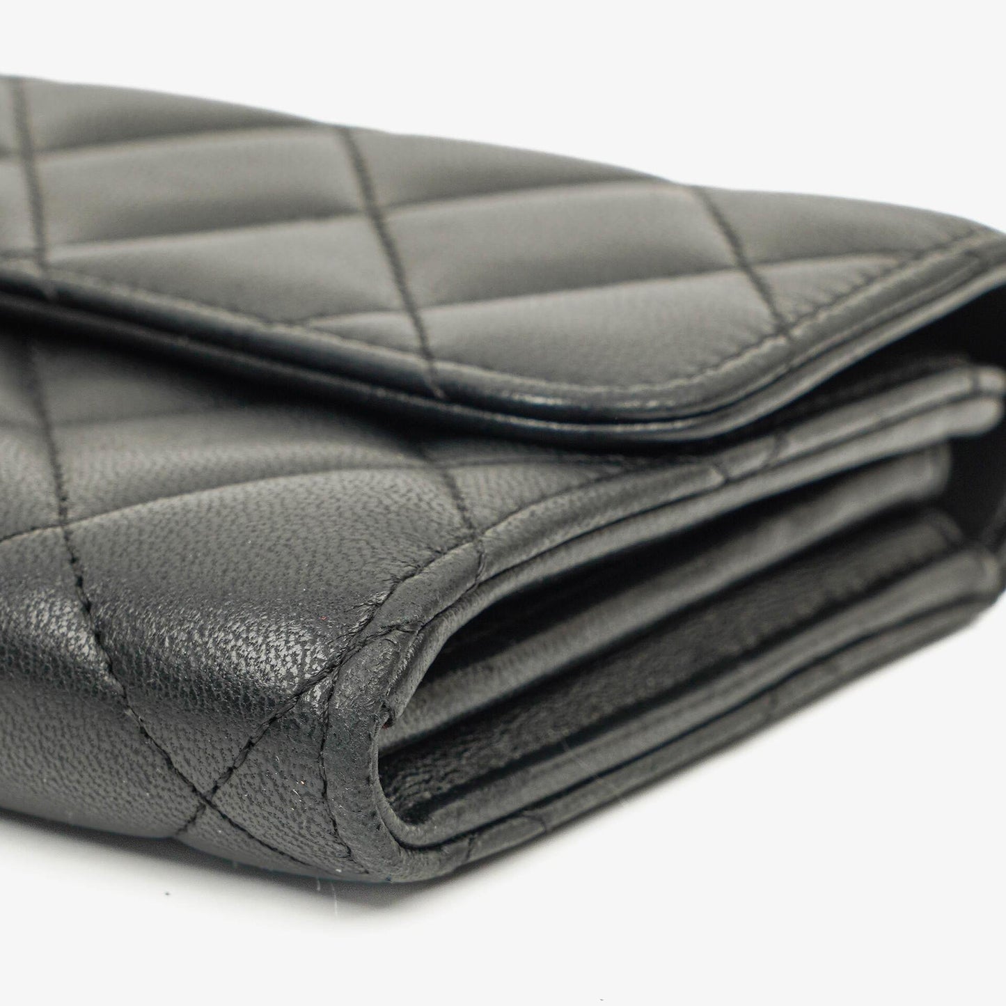 Chanel Classic Flap Geldbörse Schwarz Lammleder Steppung