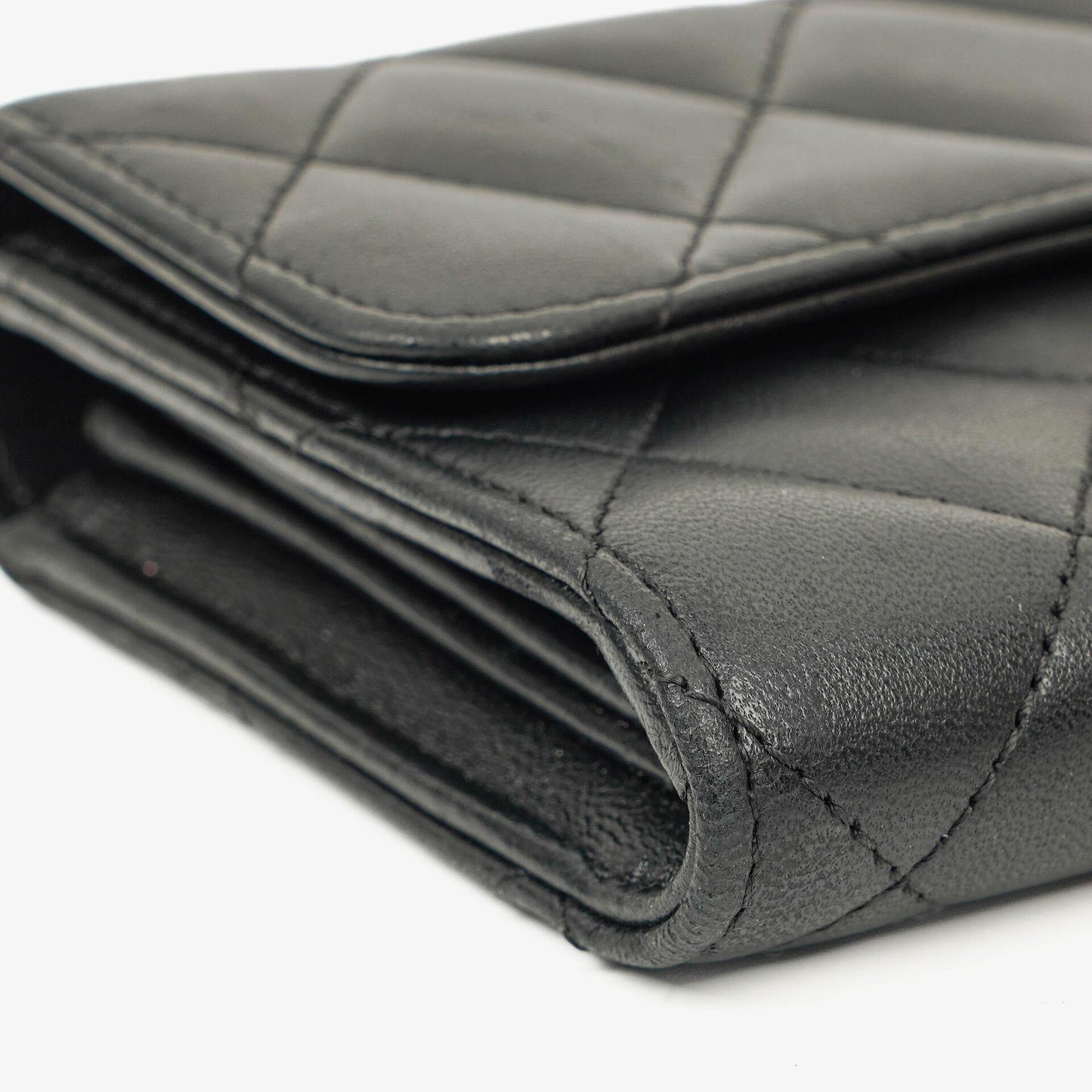 Chanel Classic Flap Geldbörse Schwarz Lammleder Steppung