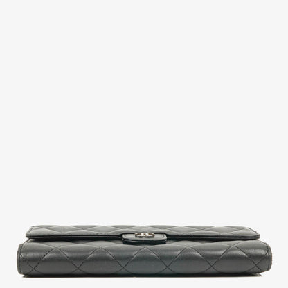 Chanel Classic Flap Geldbörse Schwarz Lammleder Steppung