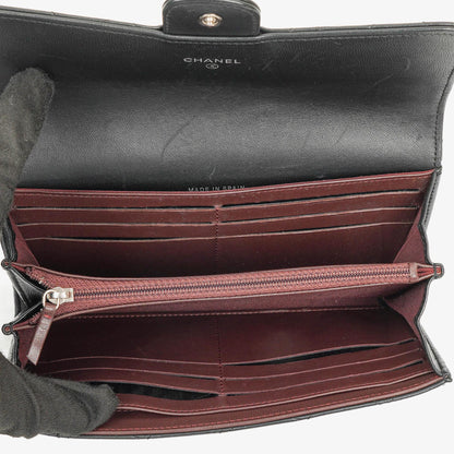 Chanel Classic Flap Geldbörse Schwarz Lammleder Steppung