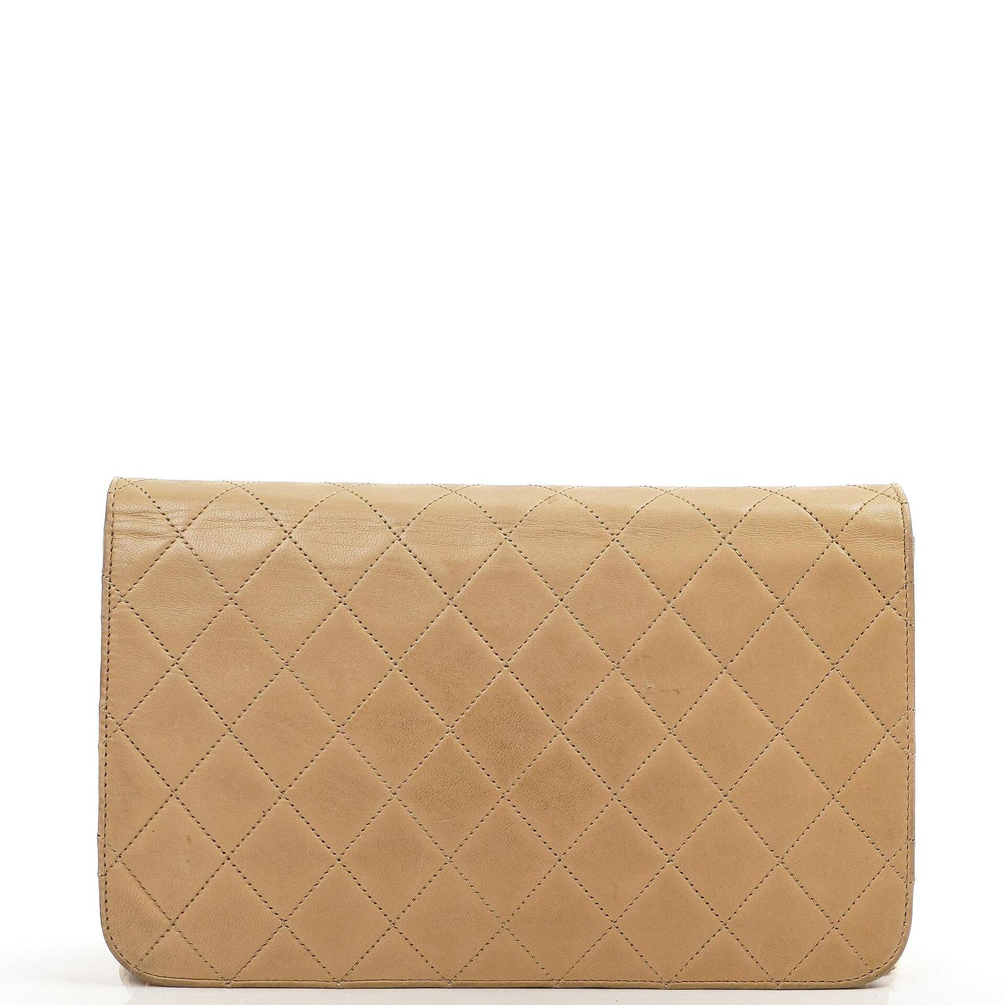 Chanel Classic Vollklapptasche Beige Gequiltetes Lammleder 24K Goldbeschichtetes Hardware