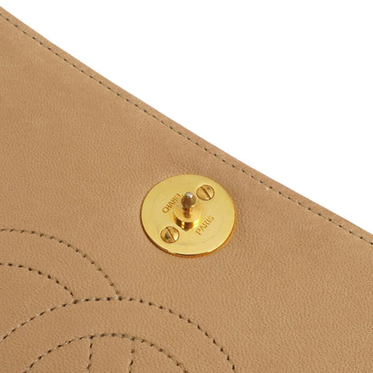 Chanel Classic Vollklapptasche Beige Gequiltetes Lammleder 24K Goldbeschichtetes Hardware