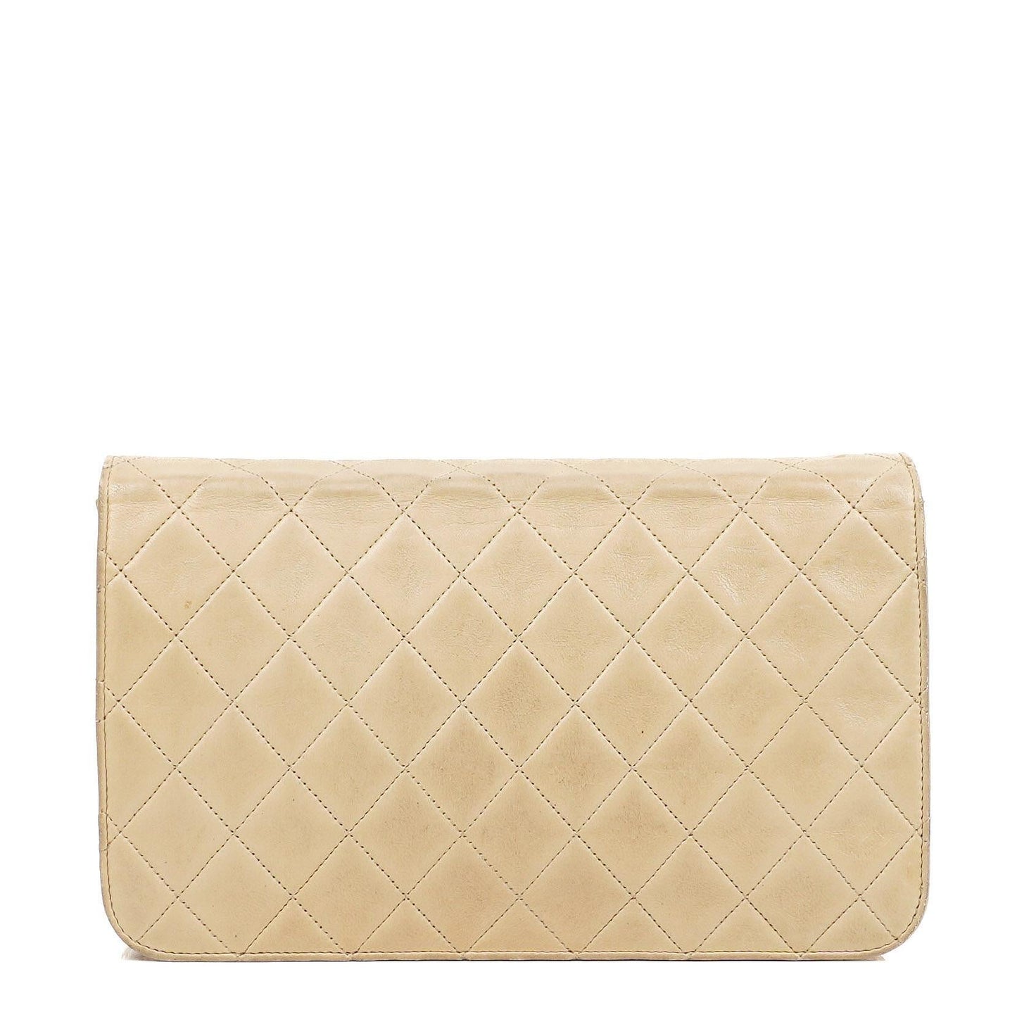 Chanel Classic Vollklapptasche Beige Gequiltetes Lammleder 24K Goldbeschichtetes Hardware