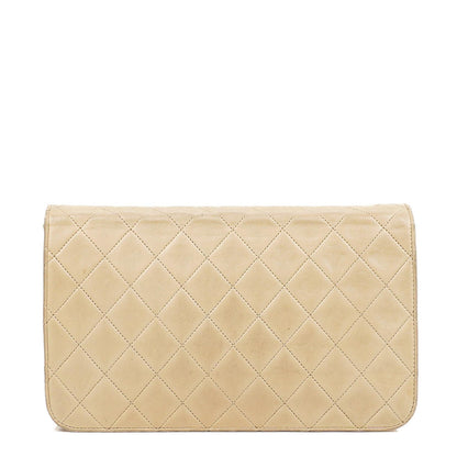 Chanel Classic Vollklapptasche Beige Gequiltetes Lammleder 24K Goldbeschichtetes Hardware