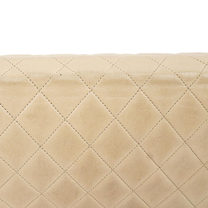 Chanel Classic Vollklapptasche Beige Gequiltetes Lammleder 24K Goldbeschichtetes Hardware