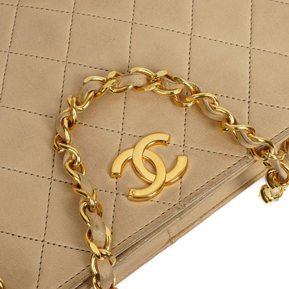 Chanel Classic Vollklapptasche Beige Gequiltetes Lammleder 24K Goldbeschichtetes Hardware