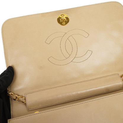 Chanel Classic Vollklapptasche Beige Gequiltetes Lammleder 24K Goldbeschichtetes Hardware