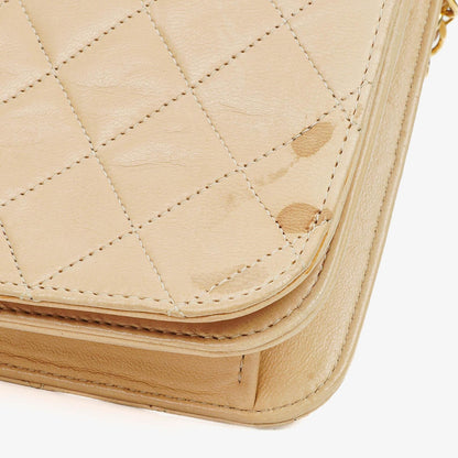 Chanel Classic Full Flap Tasche aus beigem gestepptem Lammleder mit 24K vergoldeter Hardware
