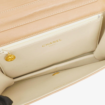Chanel Classic Full Flap Tasche aus beigem gestepptem Lammleder mit 24K vergoldeter Hardware