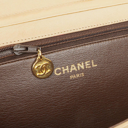 Chanel Classic Full Flap Tasche aus beigem gestepptem Lammleder mit 24K vergoldeter Hardware