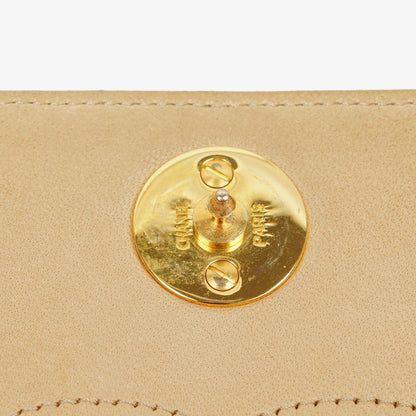 Chanel Classic Full Flap Tasche aus beigem gestepptem Lammleder mit 24K vergoldeter Hardware