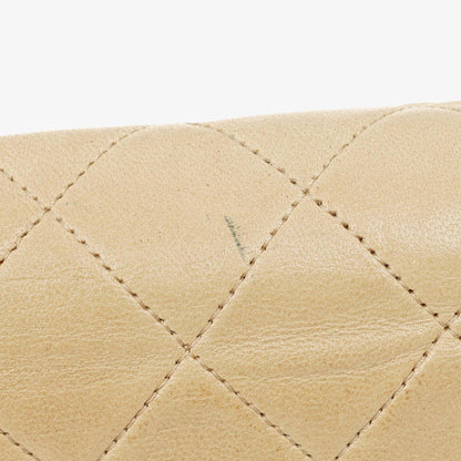Chanel Classic Full Flap Tasche aus beigem gestepptem Lammleder mit 24K vergoldeter Hardware