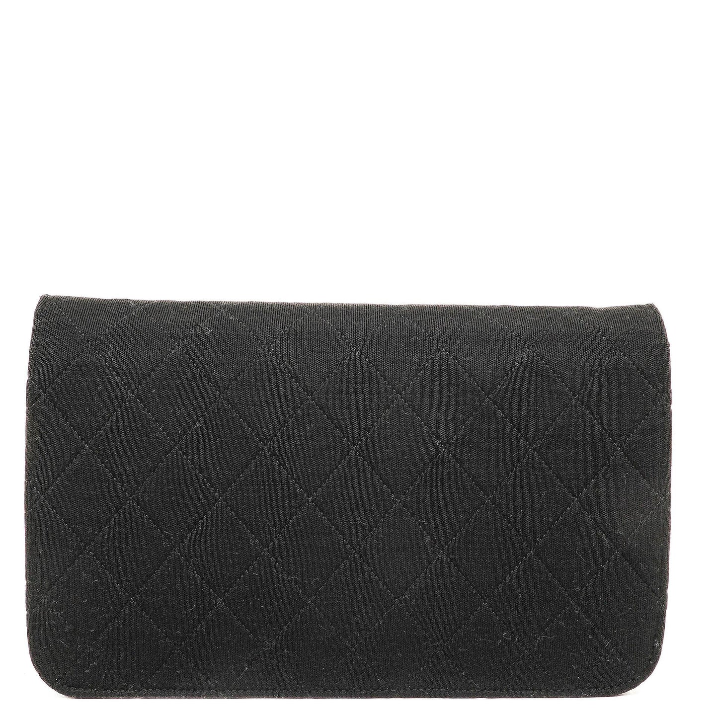 Chanel Classic Full Flap Tasche aus schwarzem gestepptem Jersey und Leder mit 24K vergoldeten Beschlägen, 1986-1988