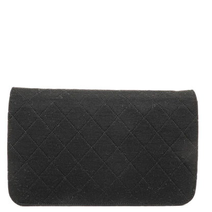 Chanel Classic Full Flap Tasche aus schwarzem gestepptem Jersey und Leder mit 24K vergoldeten Beschlägen, 1986-1988